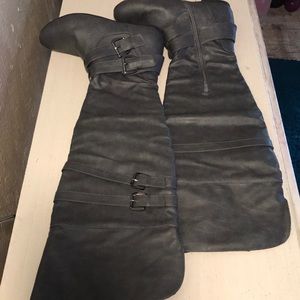 Grey Thigh High Boots